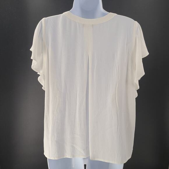 Liverpool Stitch Fix women's flowy blouse white pleated NWT Petite Large office - Picture 3 of 9